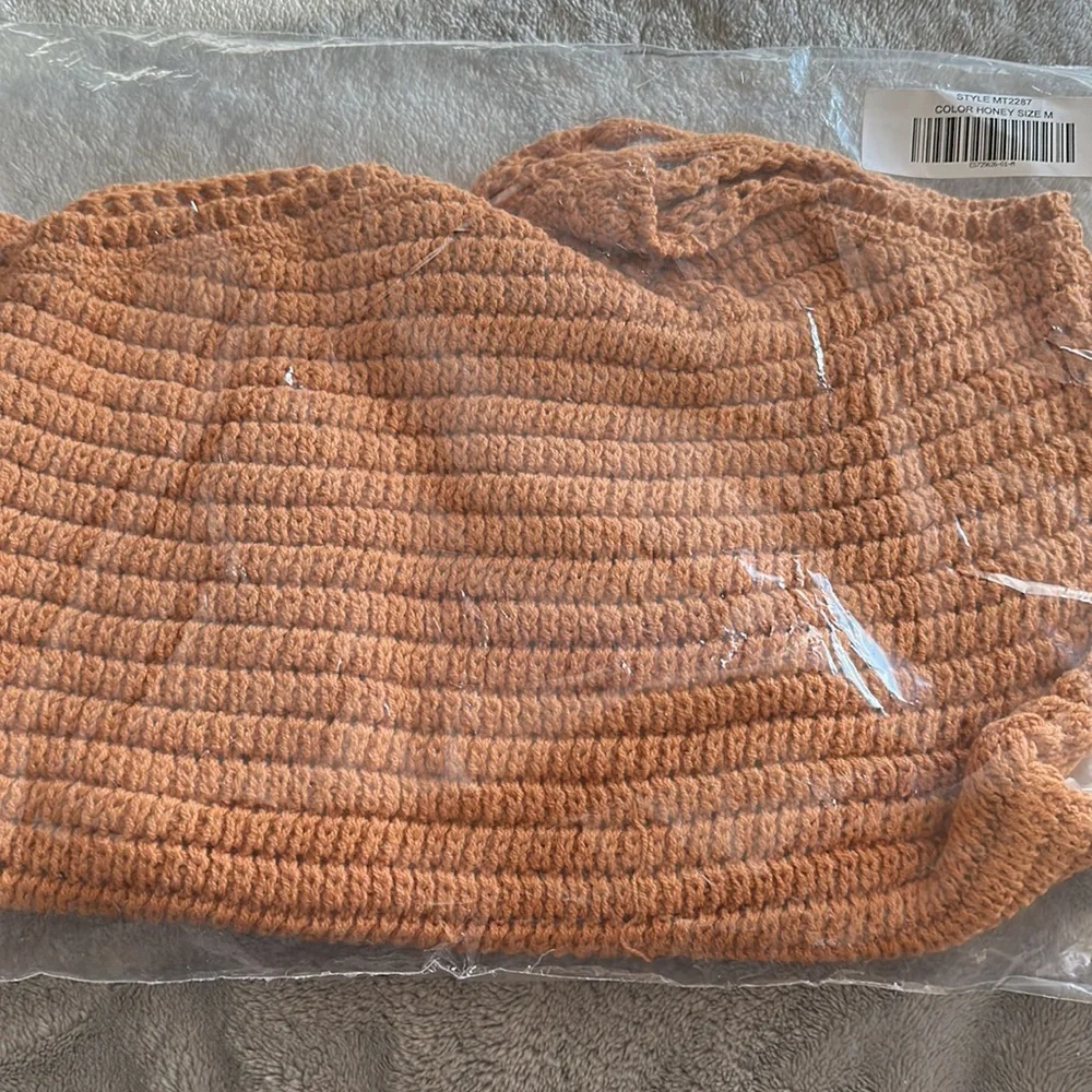 NWT! Lulus Festival Season Yellow Knit One-Shoulder Tie-Strap Sweater Tank - M
